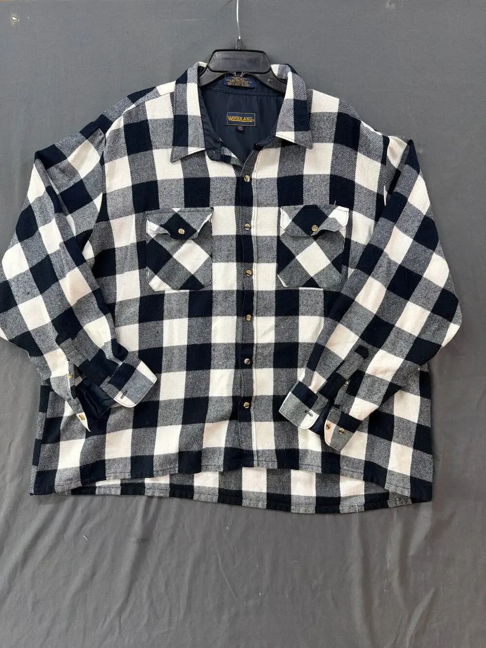 Woolland Big 3X Buffalo Plaid Flannel Shirt Jacket Sherpa Lined Black White